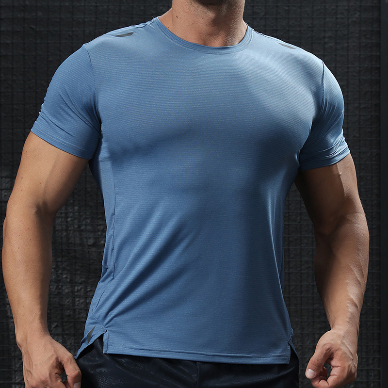 Men Nylon Polyester Quick Dry Workout Tshirts Gym Running Moisture Wicking Shirts Active Athletic Training Top