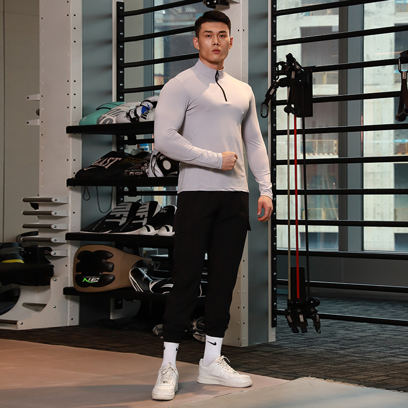 High quality men zip collar sweatsuit and cargo pant set fitness  jogging suit men tracksuit sportswear