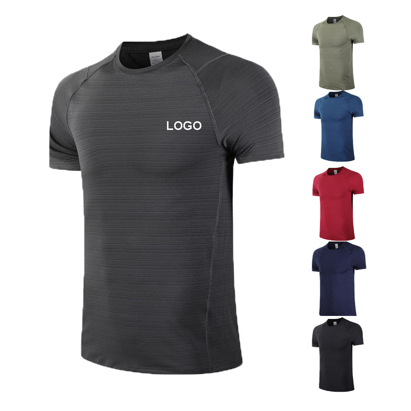 Wholesale 89 polyester 11spandex custom logo breathable sports t-shirt men dry fit athletic shirts gym