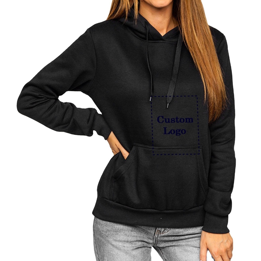 Wholesale Cheap Winter 450gsm In Different Colors Plain Pullover long Custom Logo Printed Pure Color Women's Long Sleeved Hoodie