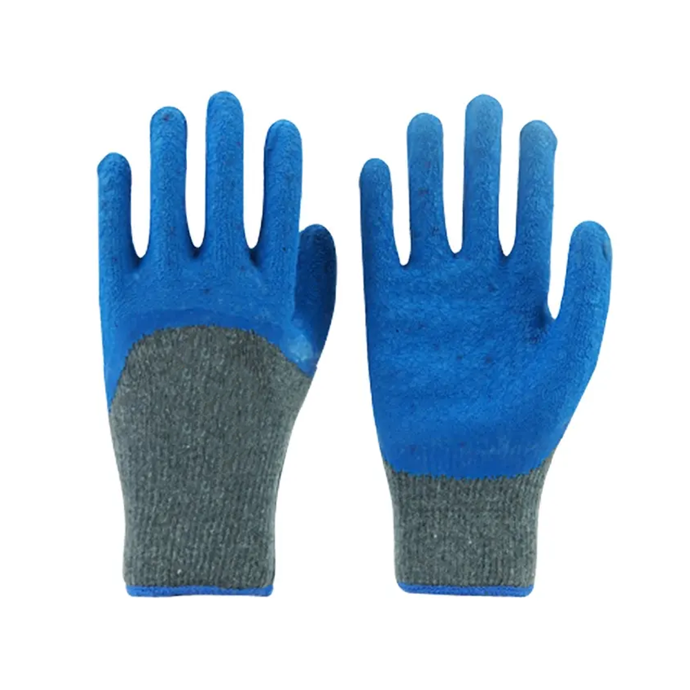 Factory wholesale price Cotton Dipped Protective Gloves Latex Rubber Coated Construction Warehouse Gardening Work Gloves