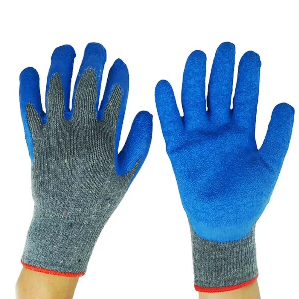 Factory wholesale price Cotton Dipped Protective Gloves Latex Rubber Coated Construction Warehouse Gardening Work Gloves