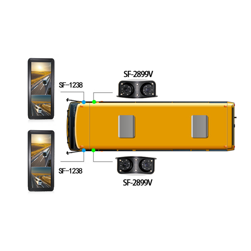 ISO Factory 12.3 Inch Truck Camera Side Rear View Electronics Mirror Monitor AHD Car Monitor With Record For Bus