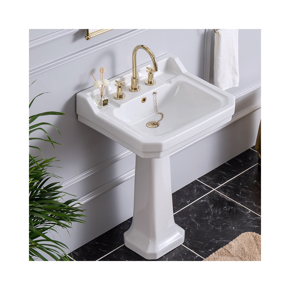 British traditional Pedestal basin sink high quality Traditional Ceramic Bathroom Sink for Toilet Bathroom Washbasin