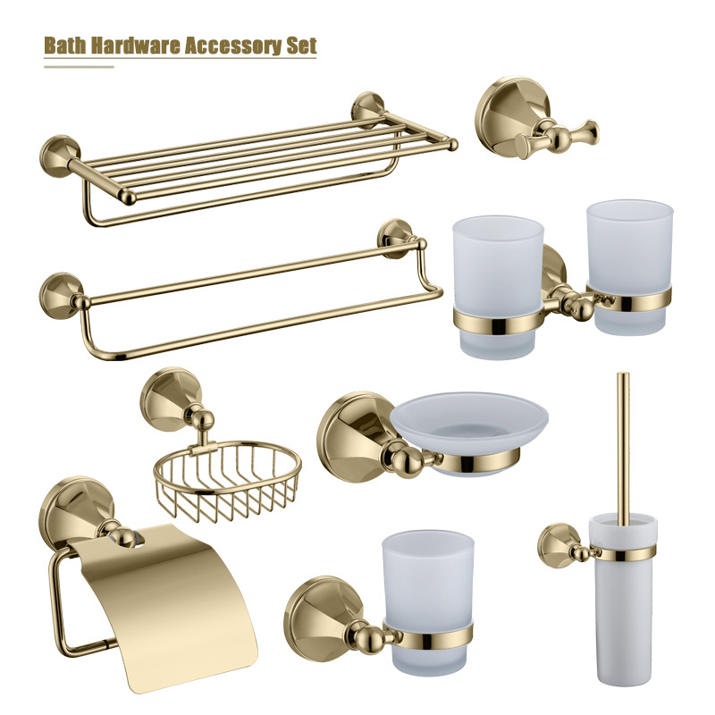 Hot Sale Luxury Antique Brass Bathroom Towel Rack with Bathroom Accessories Hardware 6 Piece Set