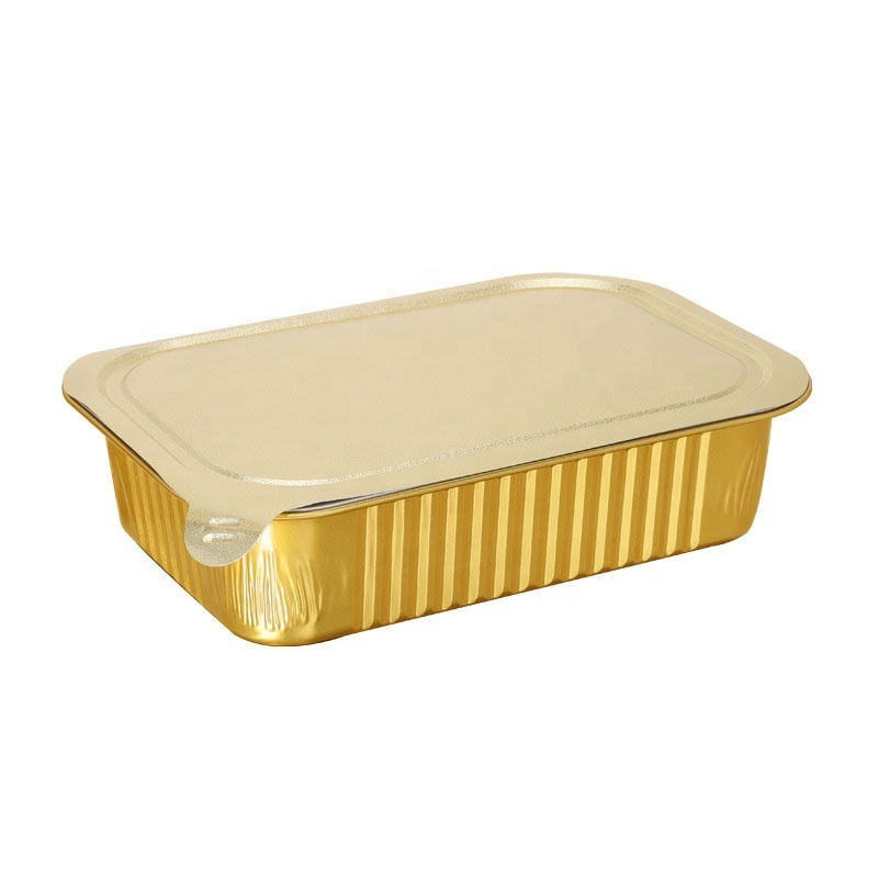 Customized Size Disposable Colored Gold 1000ml Aluminum Foil Cake Baking Pan Tray With Lids