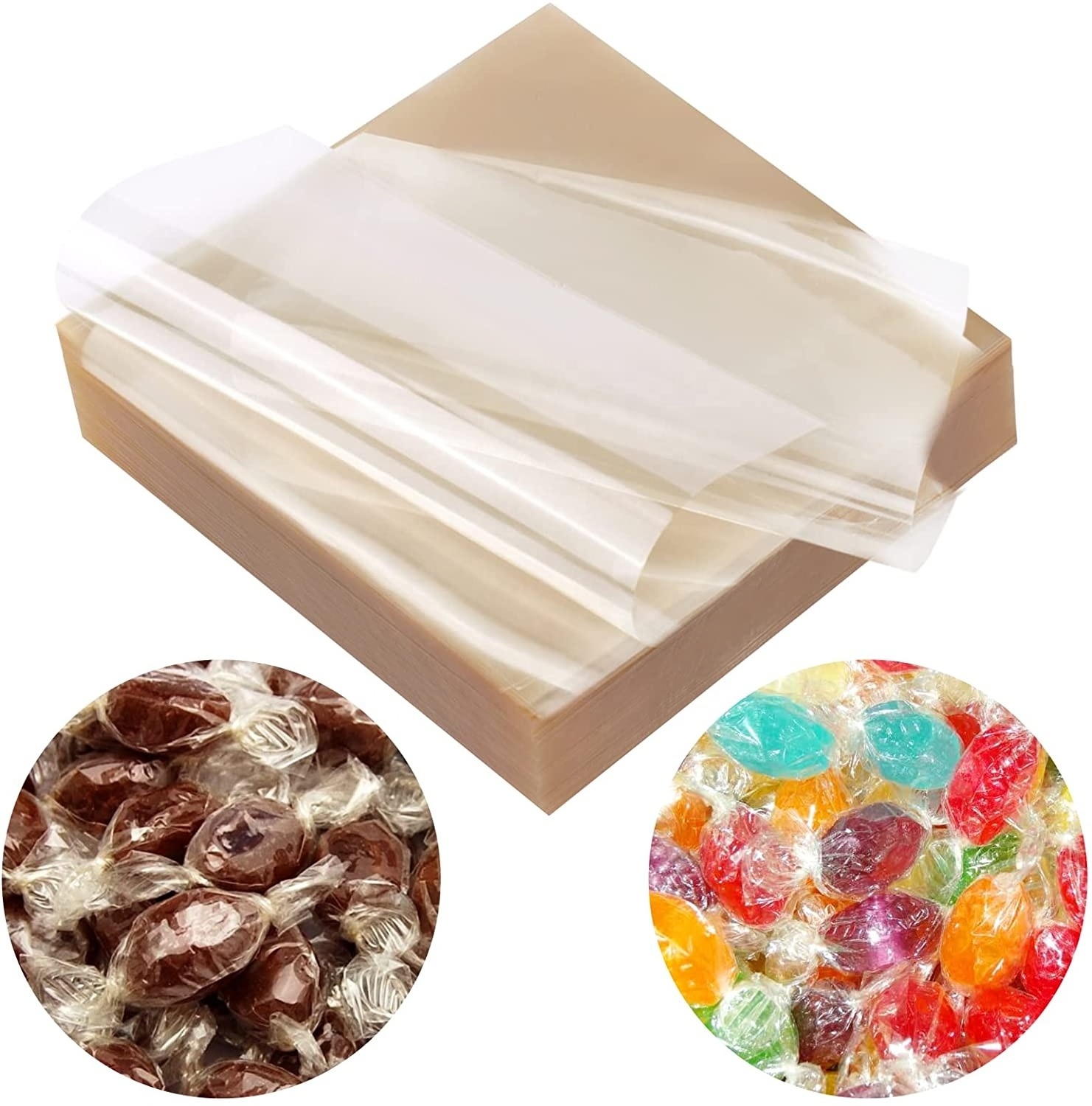 Wholesale 5x5 Inch Transparent Cellophane Wrappers Custom Clear Candy Wrapper