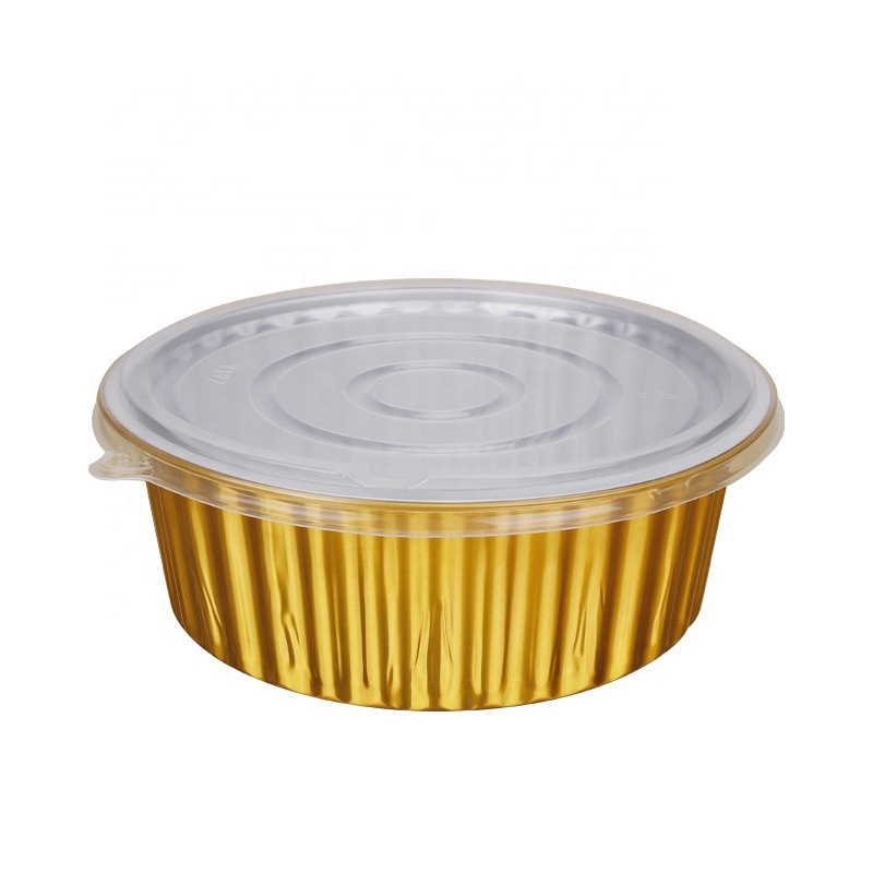 Customized Size Disposable Colored Gold 1000ml Aluminum Foil Cake Baking Pan Tray With Lids