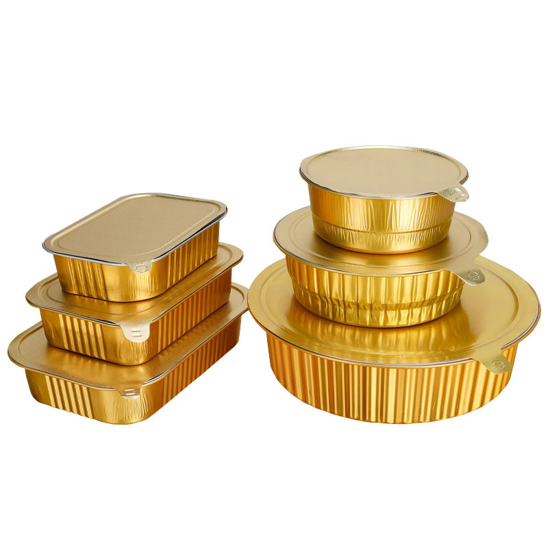 Customized Size Disposable Colored Gold 1000ml Aluminum Foil Cake Baking Pan Tray With Lids