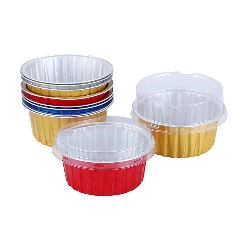 Customized Size Disposable Colored Gold 1000ml Aluminum Foil Cake Baking Pan Tray With Lids