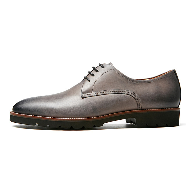 New fashion good  quality design cow calf leather casual derby dress shoes for men