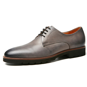 New fashion good  quality design cow calf leather casual derby dress shoes for men