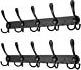 Black Coat Hooks for Wall 5 and 3 Tri Hook Racks Heavy Duty Hook Rail for Hats Towels Handbags Robe Wall Mounted Coat Rack