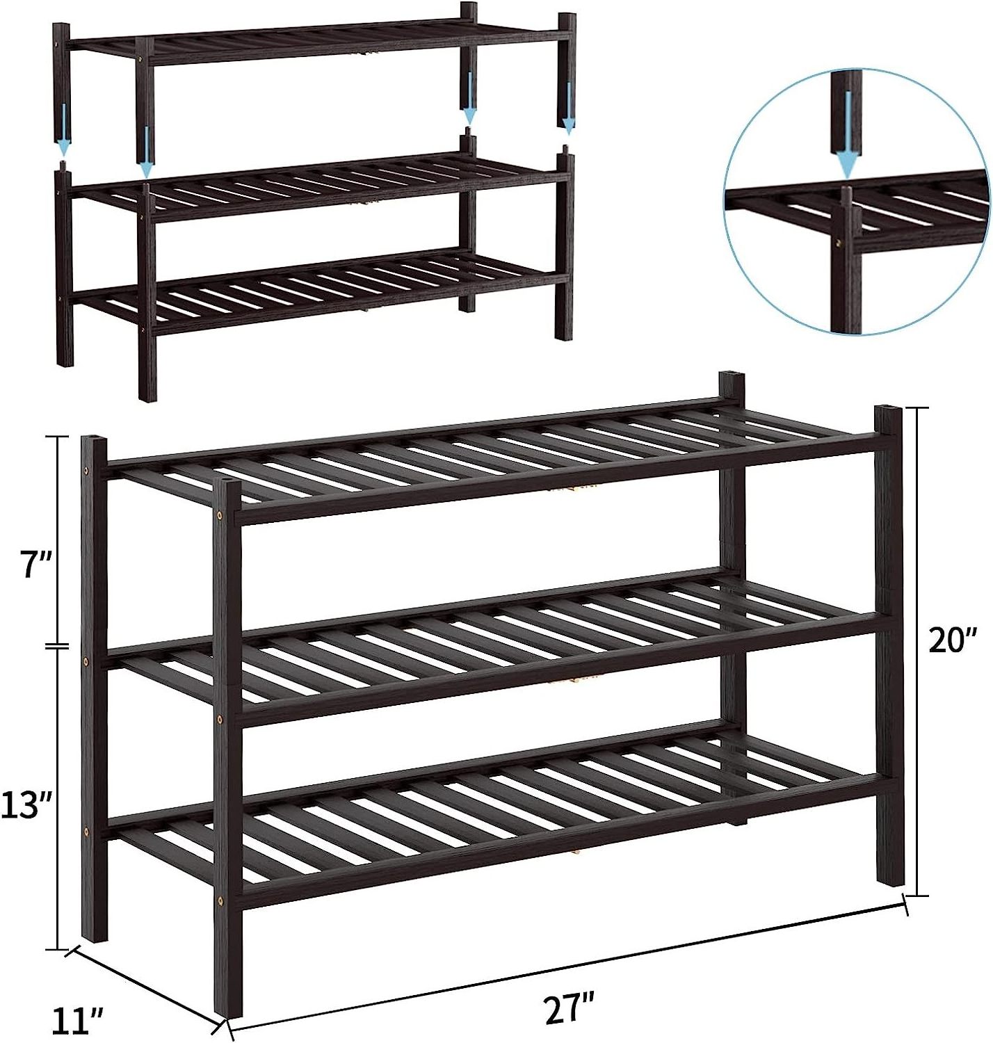 3-Tier Natural Bamboo Shoe Rack Living room Furniture shoe shelf organizer shoe storage cabinet