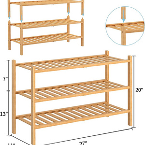 3-Tier Natural Bamboo Shoe Rack Living room Furniture shoe shelf organizer shoe storage cabinet