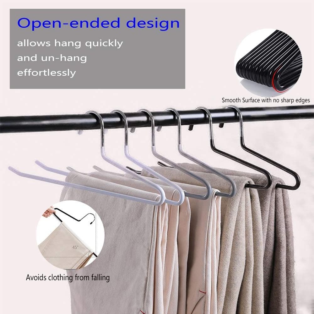 BLACK Slack/Trousers Pants Hangers Strong and Durable Closet Organizer for Pants Jeans Scarf Anti-Rust Chrome Metal Hangers