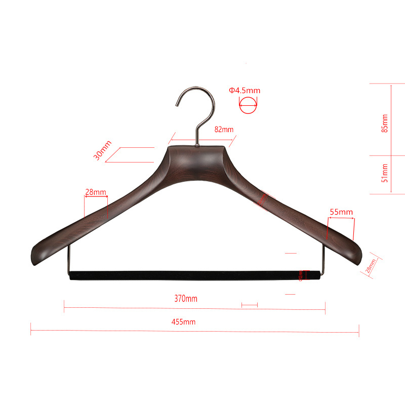 High Quality beech wood  Luxury Custom Logo  Garment Coat Jacket Suit Clothes Wooden Hangers with velvet bar