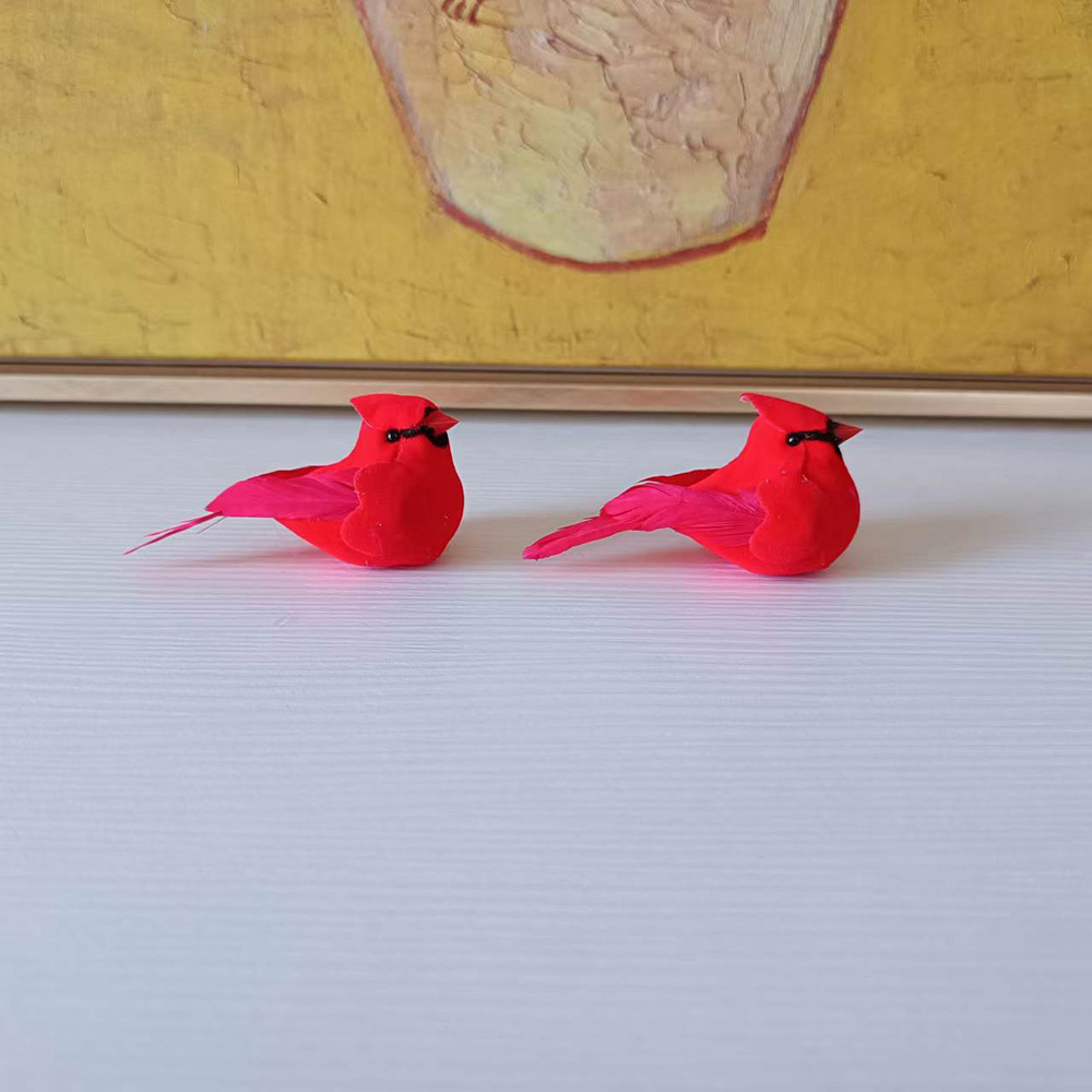 5cm Festive artificial birds red cardinal birds for Christmas decorations and trees flower arrangements BD18083 with Clip