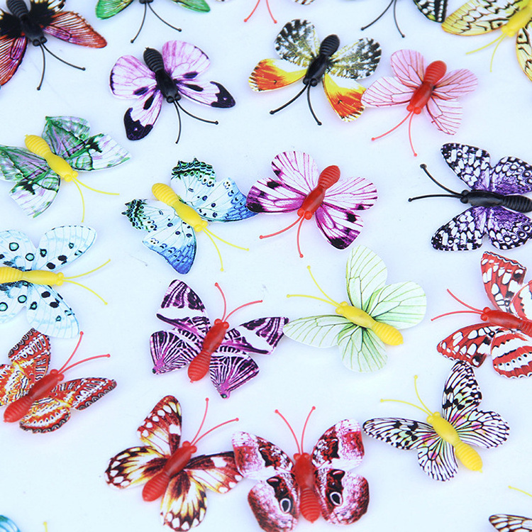 4cm size multi-colors light reflective glow butterflies 3d wall stickers