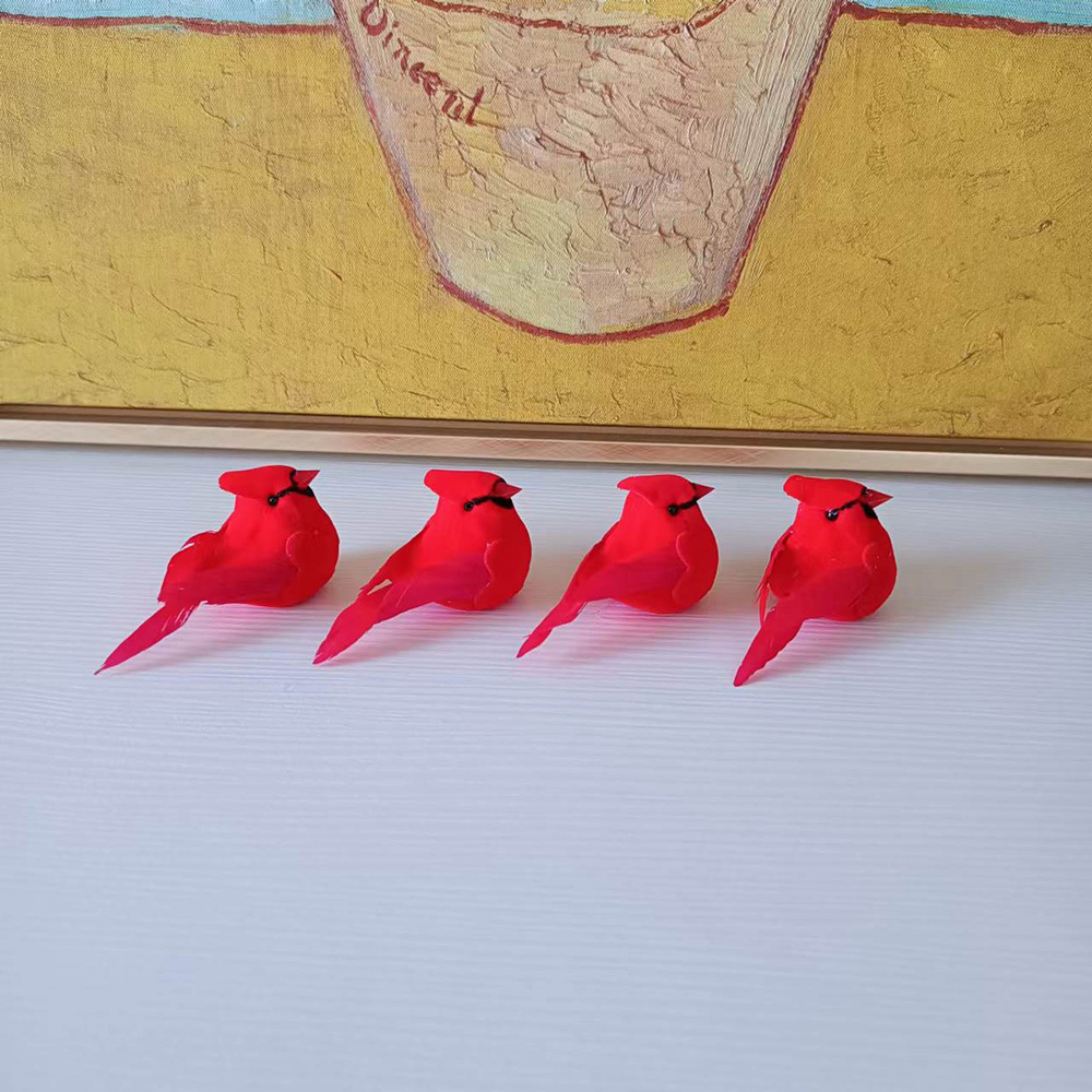 5cm Festive artificial birds red cardinal birds for Christmas decorations and trees flower arrangements BD18083 with Clip