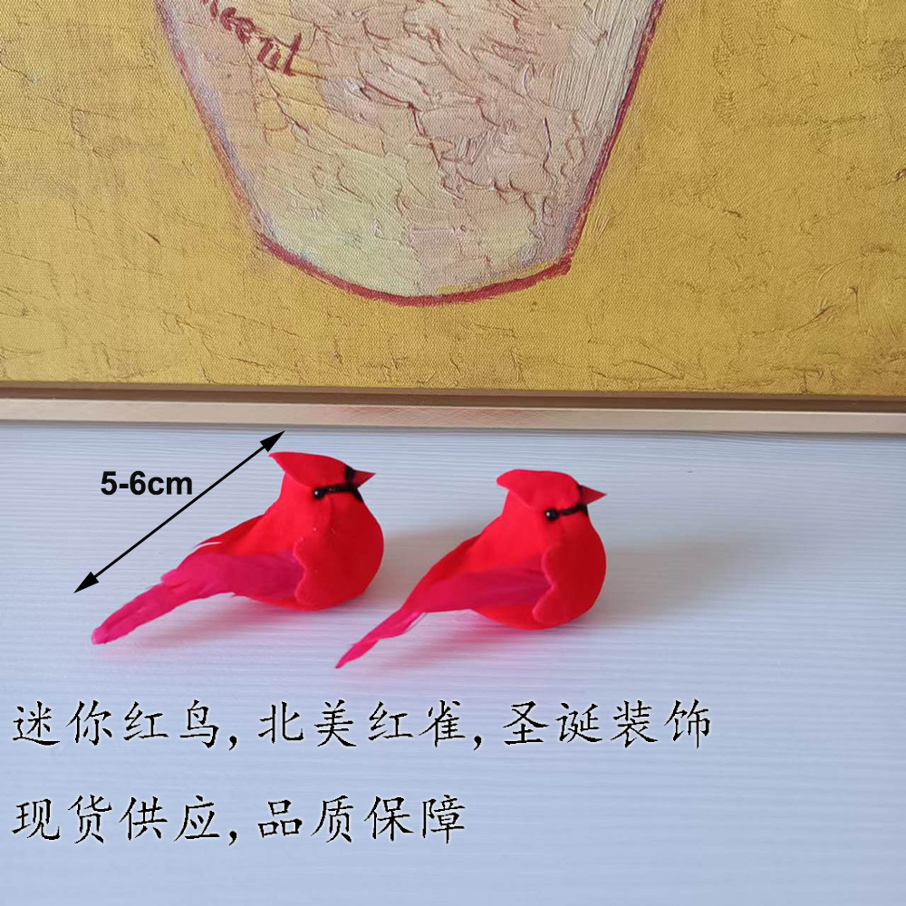 5cm Festive artificial birds red cardinal birds for Christmas decorations and trees flower arrangements BD18083 with Clip