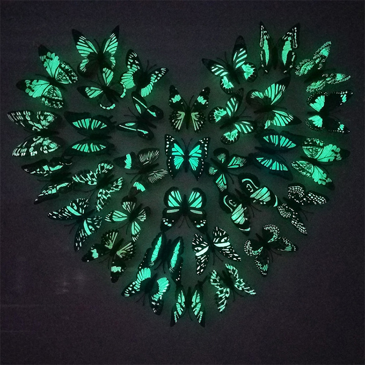 Light reflective glow butterflies 3d wall stickers 8cm