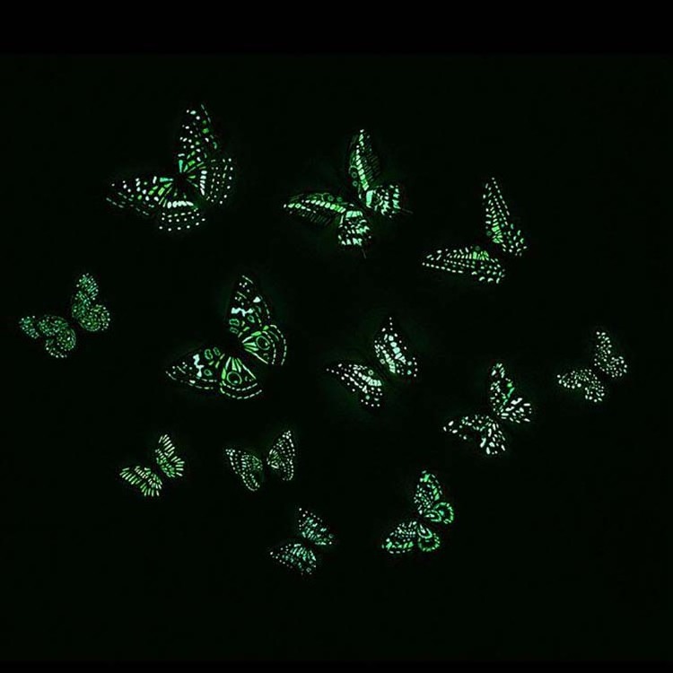 12Pcs a pack Light reflective glow butterflies 3d wall stickers for home decorations butterfly decoration 3d butterfly