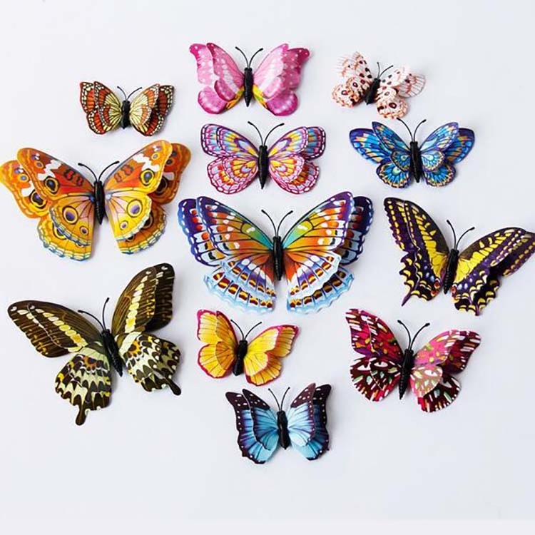 12Pcs a pack Light reflective glow butterflies 3d wall stickers for home decorations butterfly decoration 3d butterfly