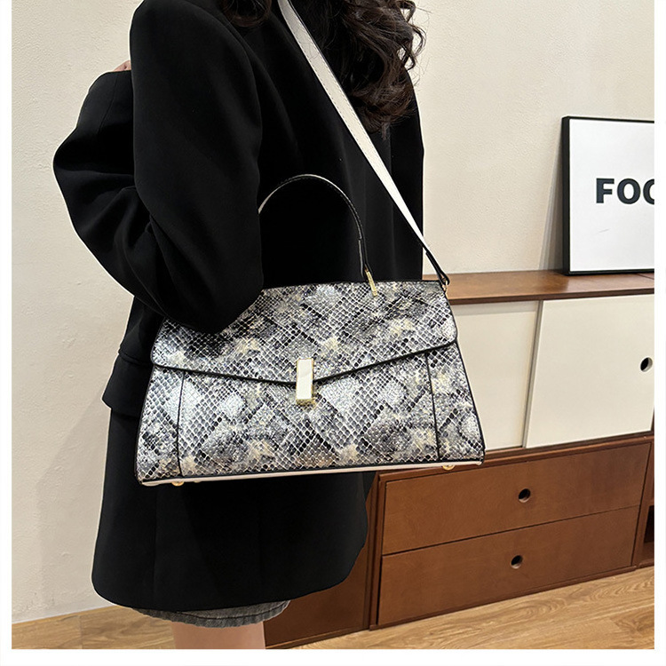 Fashion Ladies Pu Leather Snake Skin Purse Large Handbags For Women Shoulder Messenger Bag Women Handbag