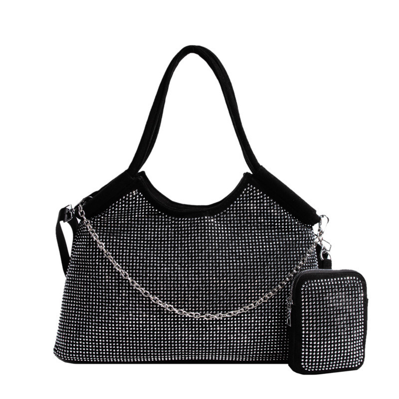 Luxury Stylish Bling Rhinestone Evening Handbags Sparkling Crystal Crossbody Bag for Women with Metal Chain Wedding pouch