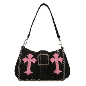 2023 Gothic Style Women Purse Punk Cruciform Design Sweet Cool Girl Shoulder Underarm Bag