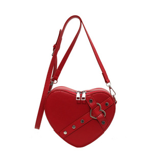 Valentine's Day Popular Heart Shaped Bag Summer Cute PU Crossbody Shoulder Messenger Purse Bag For Ladies