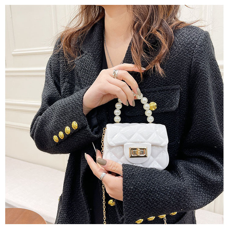 2023 New design mini purses and handbags woman's crossbody small jelly bag kids ladies handbags with pearl handle