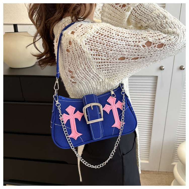 2023 Gothic Style Women Purse Punk Cruciform Design Sweet Cool Girl Shoulder Underarm Bag