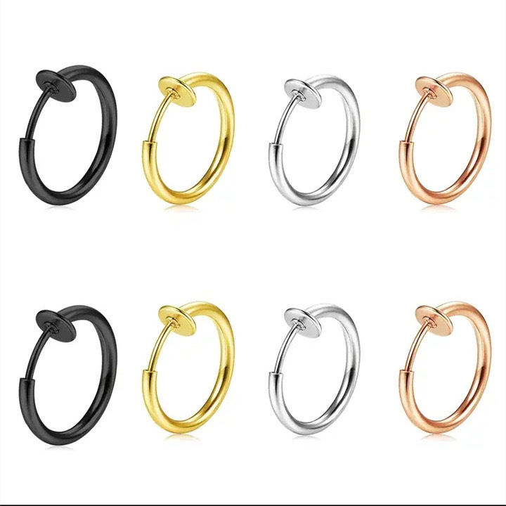 Fashion Gold/Silver Without Drilling Ear Cuff Fake Clip on Hoop Earrings for Women Man Teens Girls Non Piercing Earrings Jewelry