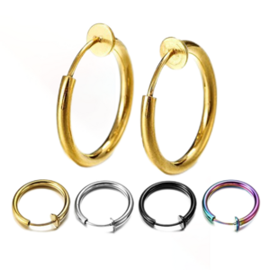 Fashion Gold/Silver Without Drilling Ear Cuff Fake Clip on Hoop Earrings for Women Man Teens Girls Non Piercing Earrings Jewelry