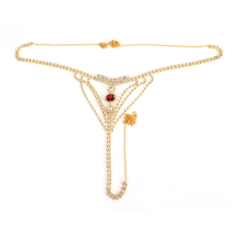 NEW Sexy Bikini Women Thong Panties Body Chain Rhinestone Bra and Thong Set Belly Jewelry Shiny Crystal Retro Acrylic Alloy OUYA