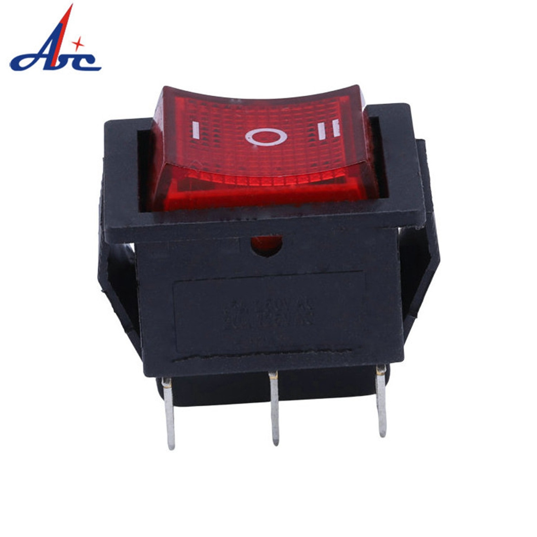 LED 6A 250V/ 10A 125V AC ON-OFF-ON Boat Car 3 Way Rocker Switch Red button sealed 6 Pin Boat Rocker Switch