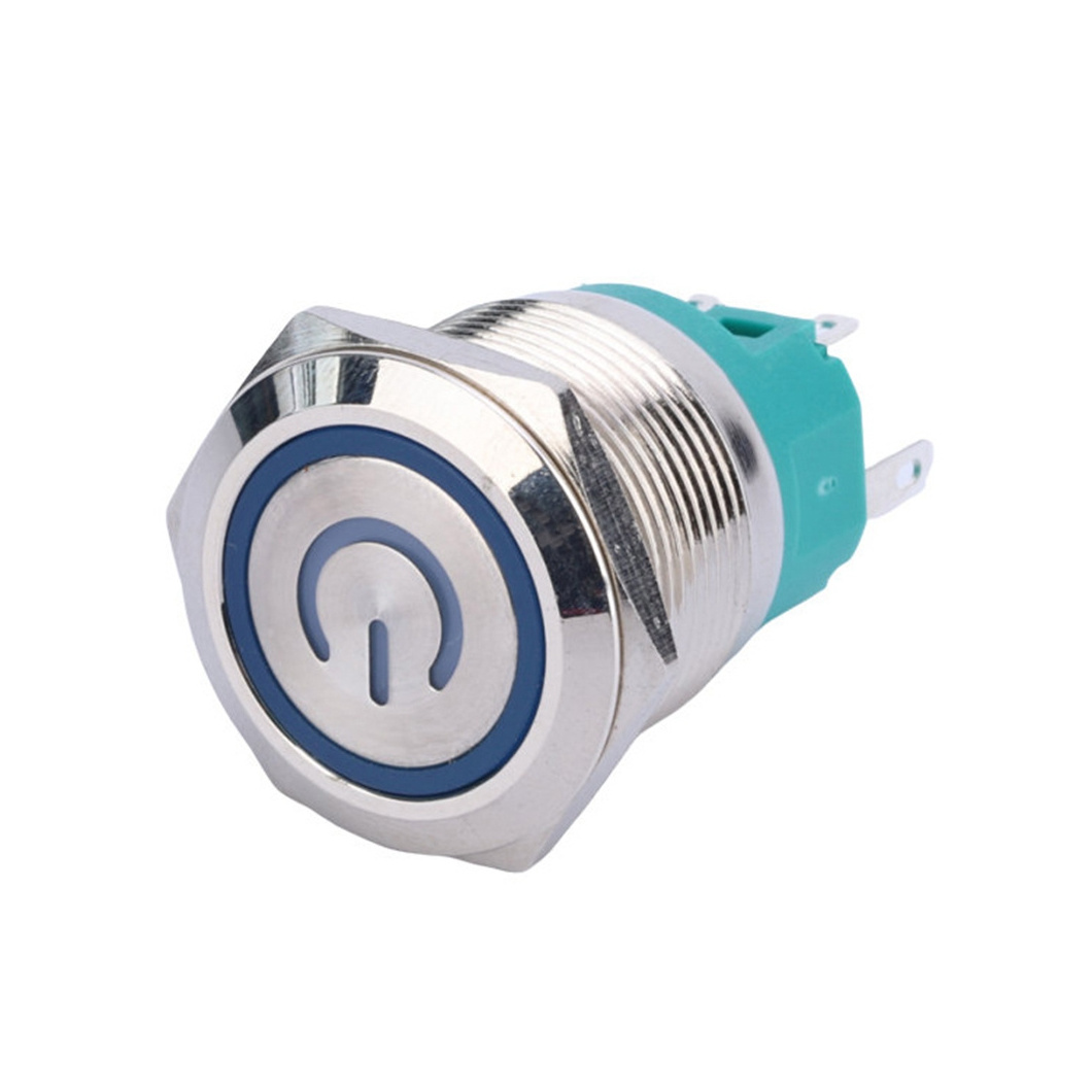 22 mm Ring Power  Waterproof Push Button Switch Led Momentary Latching Customized Logo Symbol big push button