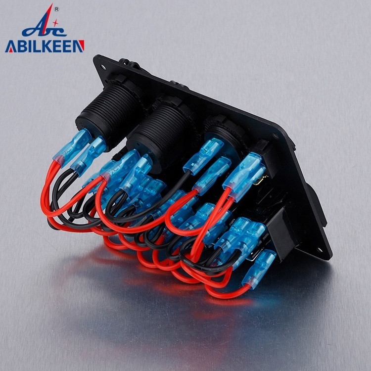 Illuminated High Quality Blue Light 5+3 Gang  Dual Ports Car Charger USB 5V  3.1A Led  Waterproof Rocker Switch Panel