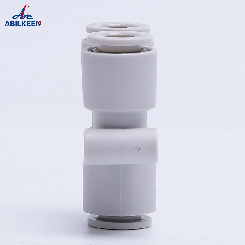 Y Shaped Hose Connect 3 Port Three Way Pneumatic Plastic Push In Fittings Quick Connect Plastic Tube Connector