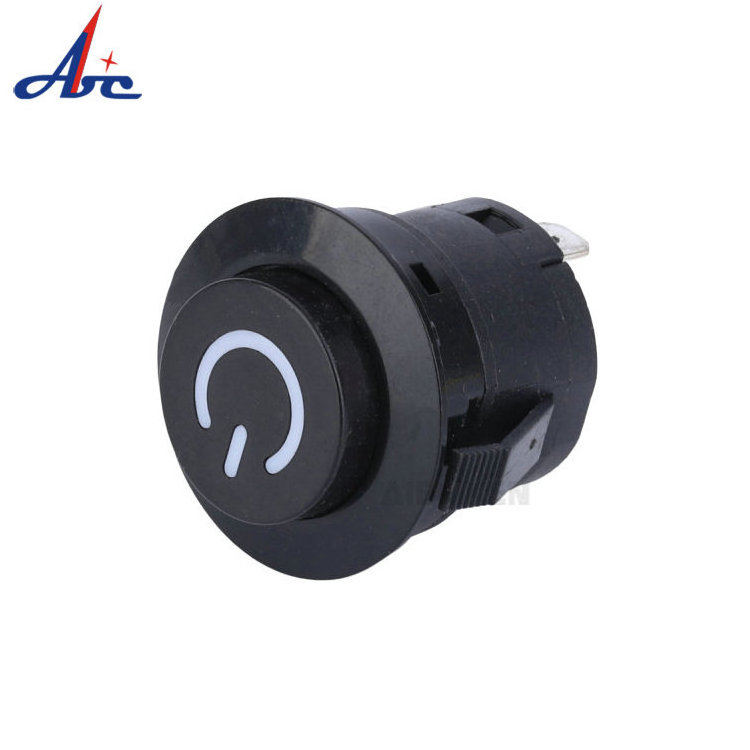 black cover blue light self-locking DS-24 Good Quality Momentary Latching 3 Pin Terminal Small Plastic Push Button Switch