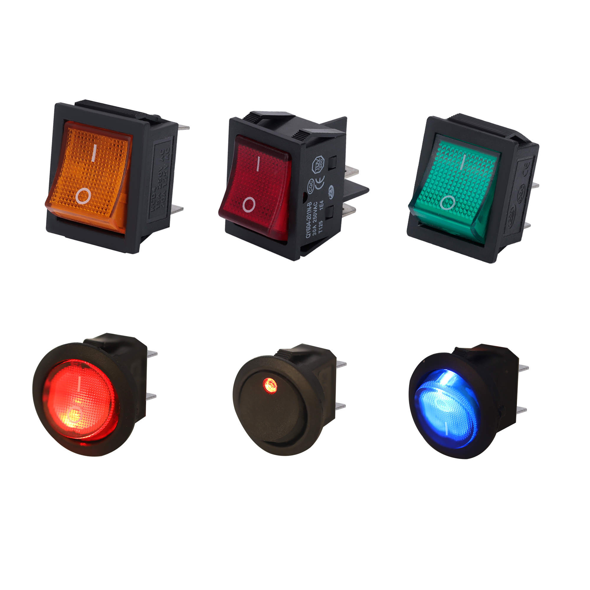 DPST 4 Pins 2 Position ON Off  25.3*31mm Red Light Illuminated Boat KCD4 Rocker Switch T85