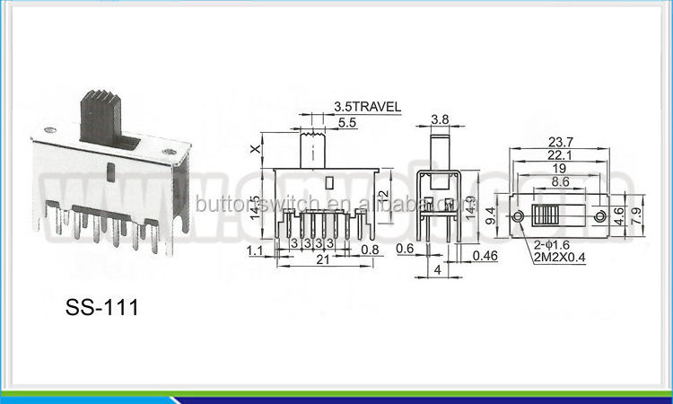 SS-111 Key switches, Push on/off button switch/ Slide switch