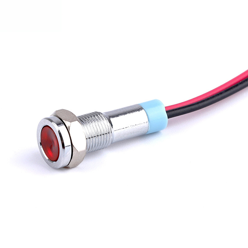 Mini Small 6mm Flat Panel Mounted 220V 150mm Wire RED Blue Color Signal Pilot Indicator lamp with high bright LED