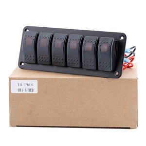 Marine Waterproof Circuit Excellent 6Gang ON OFF Black Housing 12V/24V Lamps Breaker Power Window Control Box Switch Panel