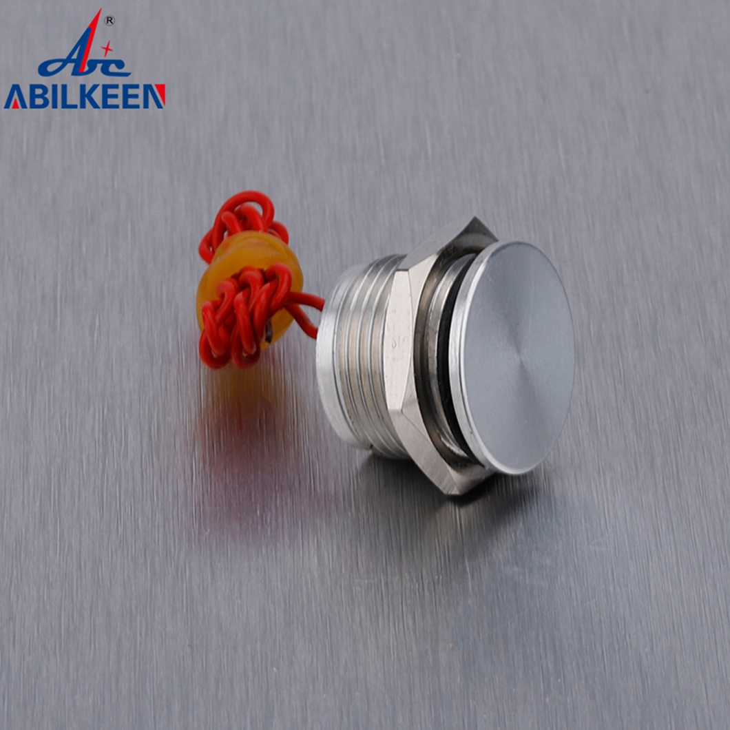 Ip68 Waterproof Capacitive Touch Switch 16mm metal momentary groove head piezo push button switch 1NO 12v piezoelectric switch