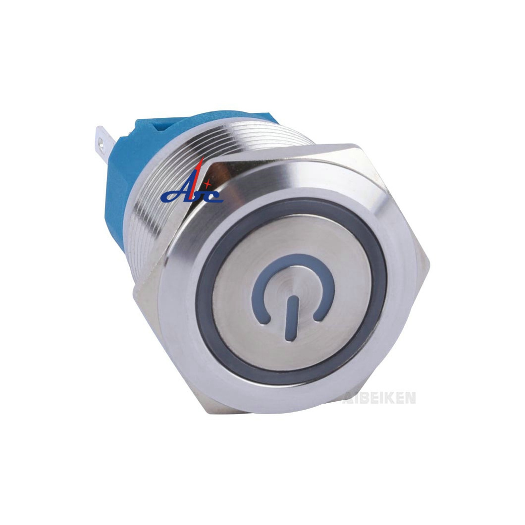 22 mm Ring Power  Waterproof Push Button Switch Led Momentary Latching Customized Logo Symbol big push button