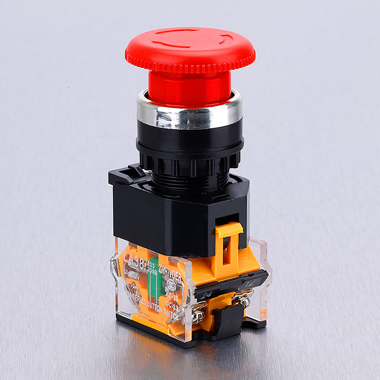 22mm 1NO1NC 2NO2NC Emergency stop switch PC Rorary Switch Self Locking Momentary Maintained On-Off RGB Led Flush Switch