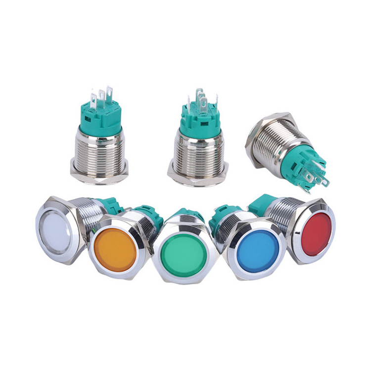 CCC Flat switch 12mm/16mm/19mm/22mm/25mm/28mm/30mm ON OFF button metal push button with connector led push button light